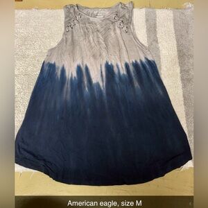 American Eagle Outfitters Blue and Gray Tie-Dye Tank Top